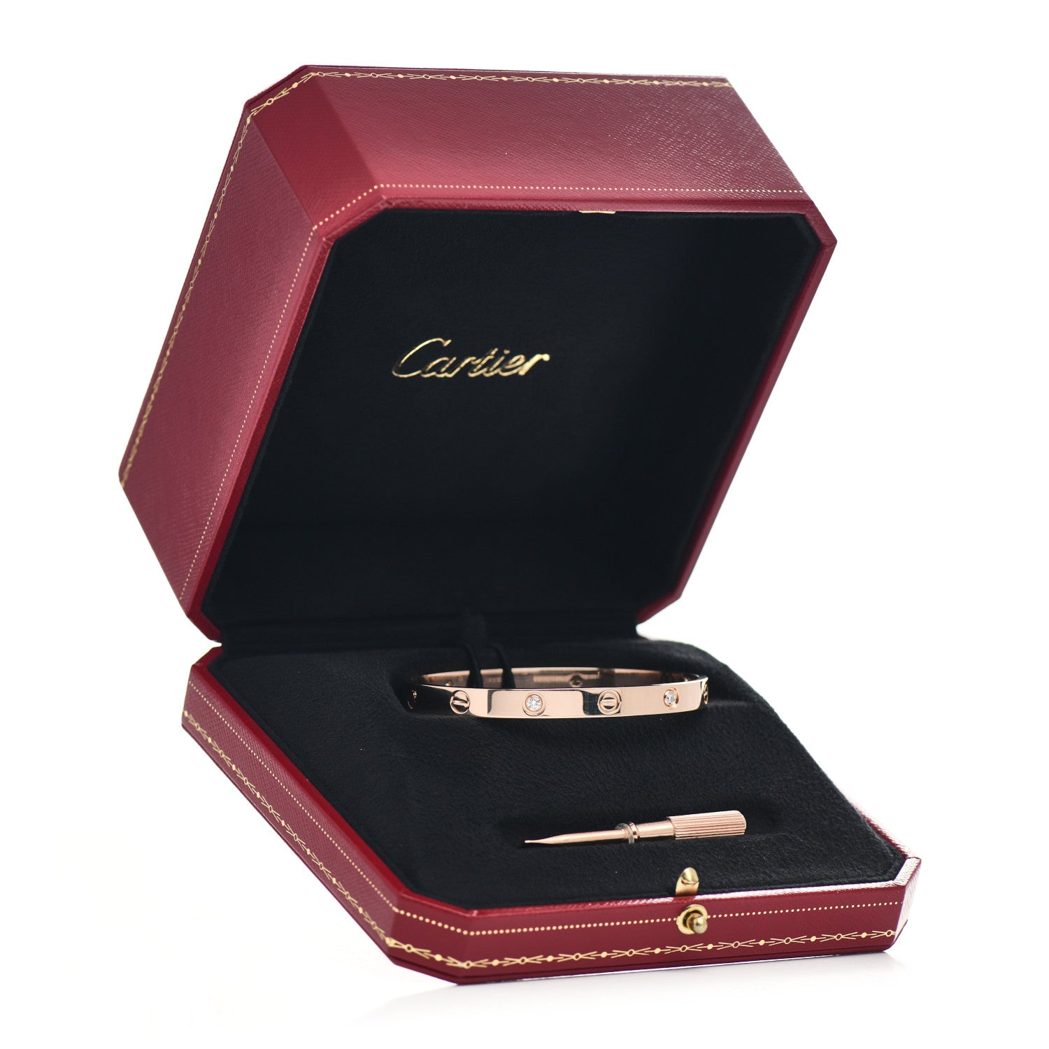Cartier 18K Pink Gold 4 Diamond LOVE Bracelet 18 5 of 5