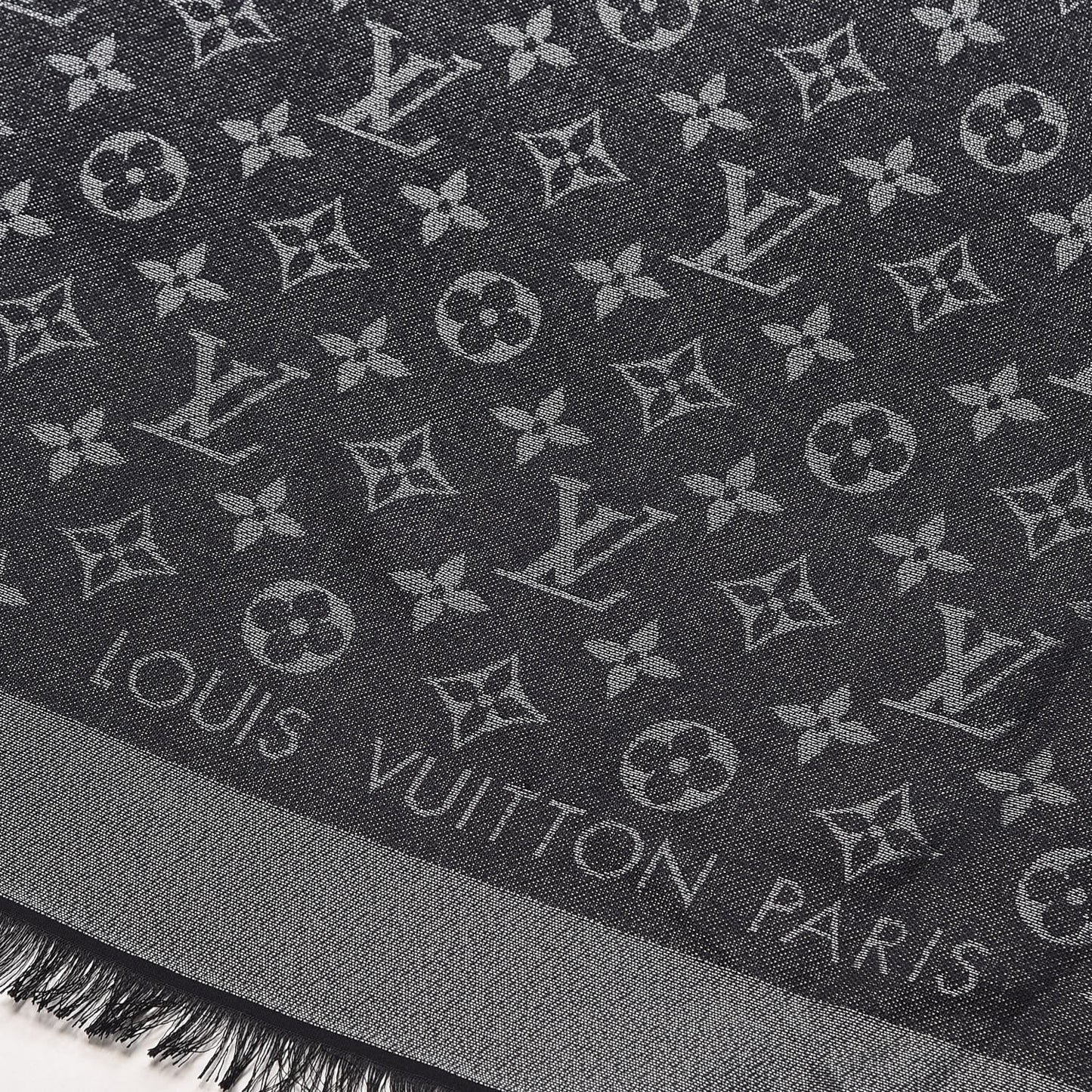 Silk Lurex Wool Monogram Shine Shawl Black