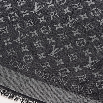 Louis Vuitton Silk Lurex Wool Monogram Shine Shawl Black 3 of 5