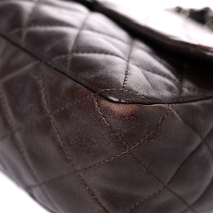 Chanel Washed Lambskin Quilted Jumbo Hybrid Reissue Flap Dark Brown 9 of 27