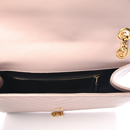 Saint Laurent Grain De Poudre Matelasse Chevron Large Monogram Satchel Dark Beige 4 of 4