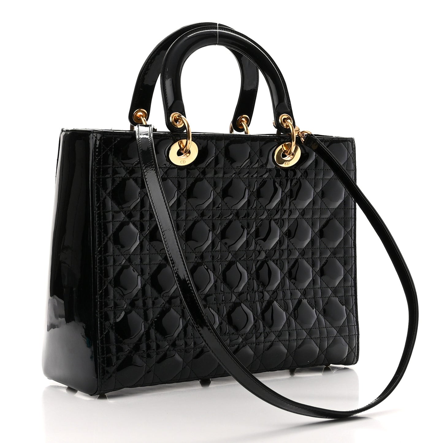 Patent Cannage Large Lady Dior Black
