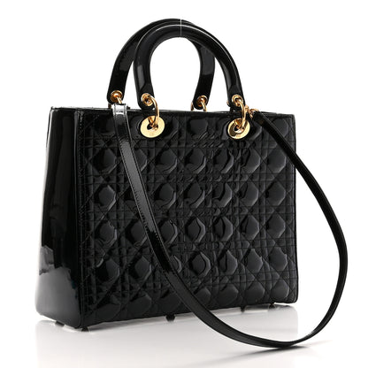 Christian Dior Patent Cannage Large Lady Dior Black 3 of 10