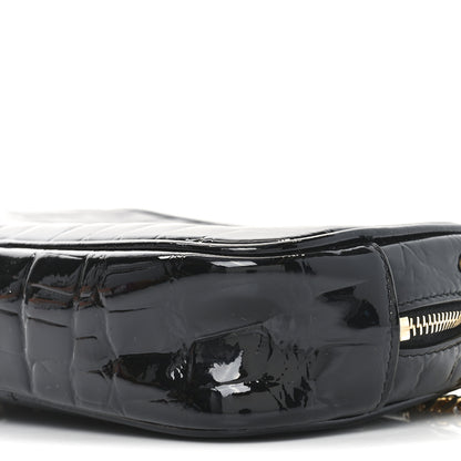 Saint Laurent Patent Calfskin Crocodile Embossed Monogram Mini Lou Camera Bag Black 10 of 10