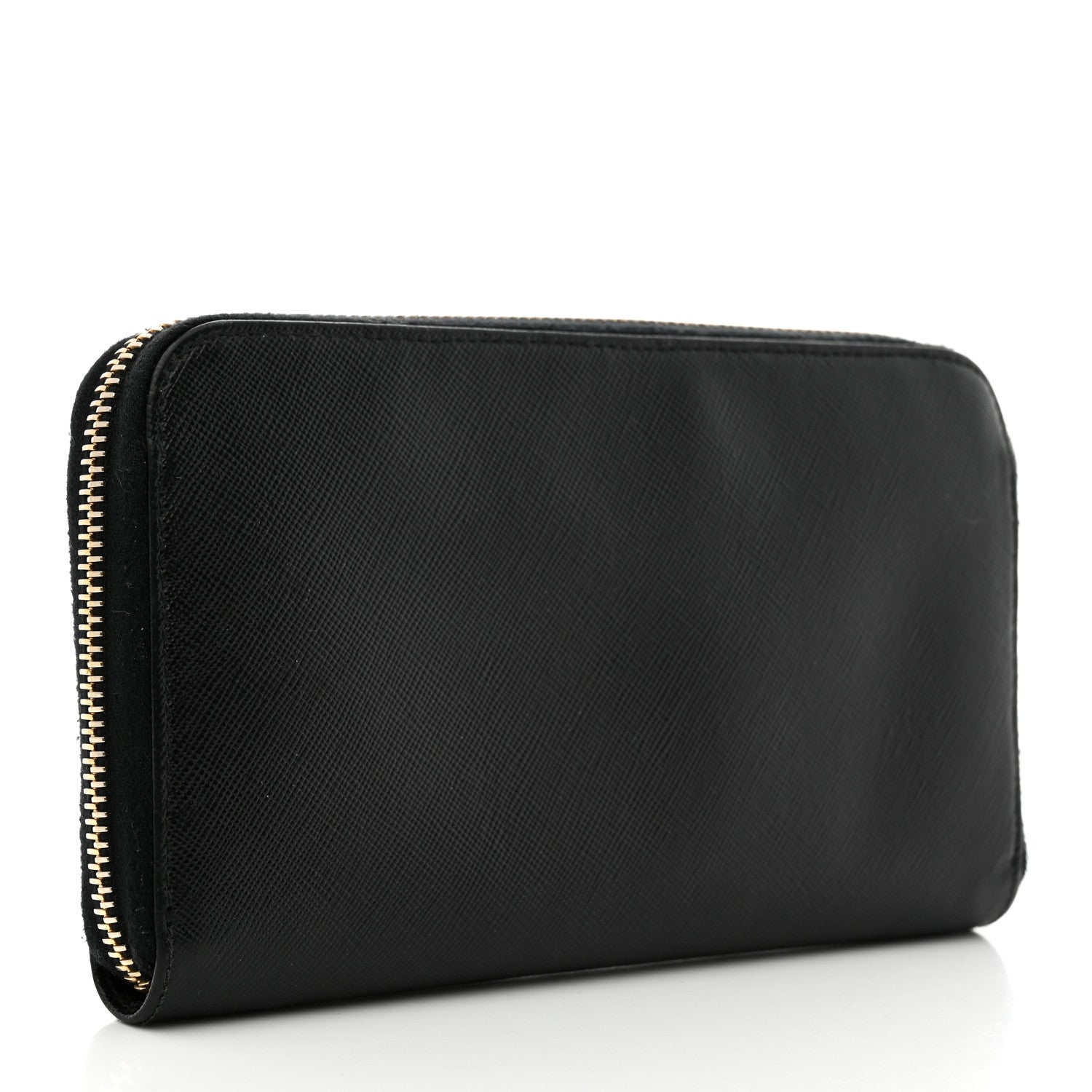 Prada Saffiano Metal Zip Around Wallet Black 3 of 7