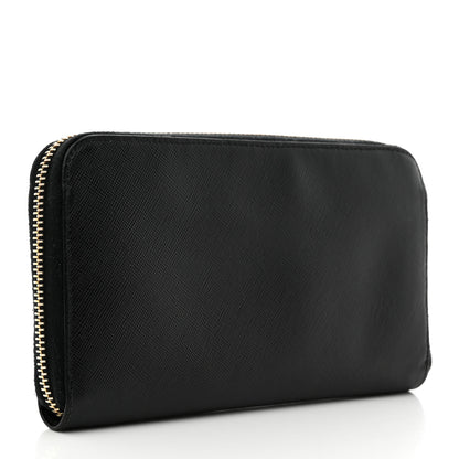 Prada Saffiano Metal Zip Around Wallet Black 3 of 7