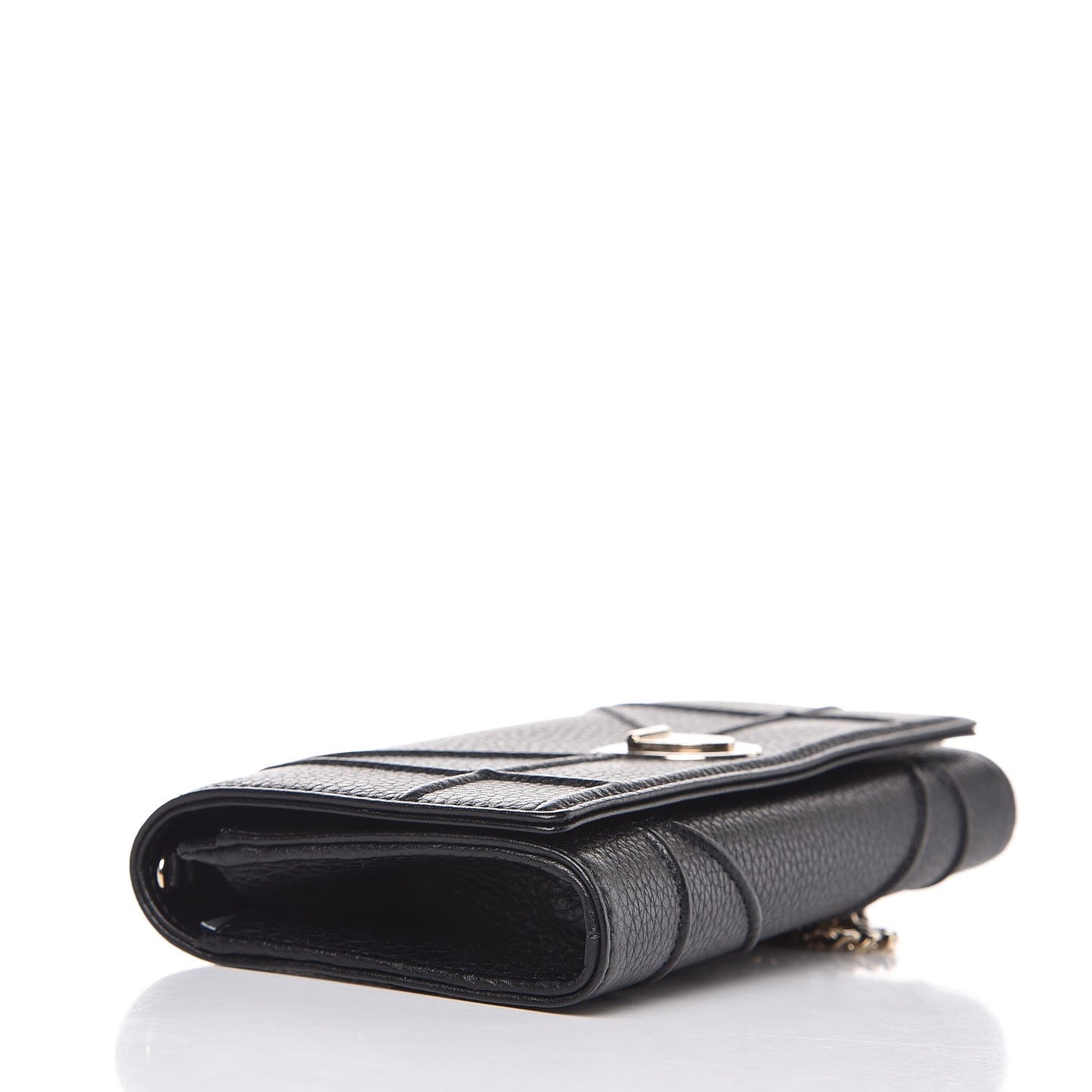 Grained Calfskin Diorama Croisiere Chain Wallet Black