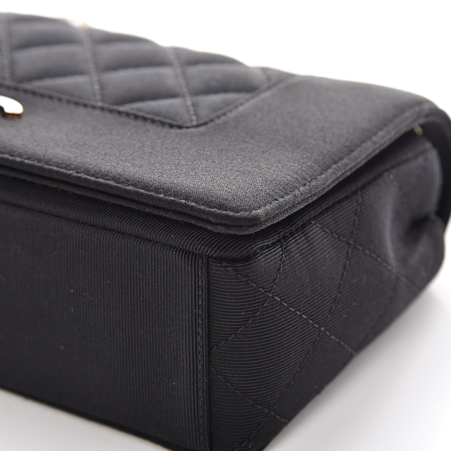 Chanel Grosgrain Satin Quilted Small Vintage Mademoiselle Flap Black 9 of 10