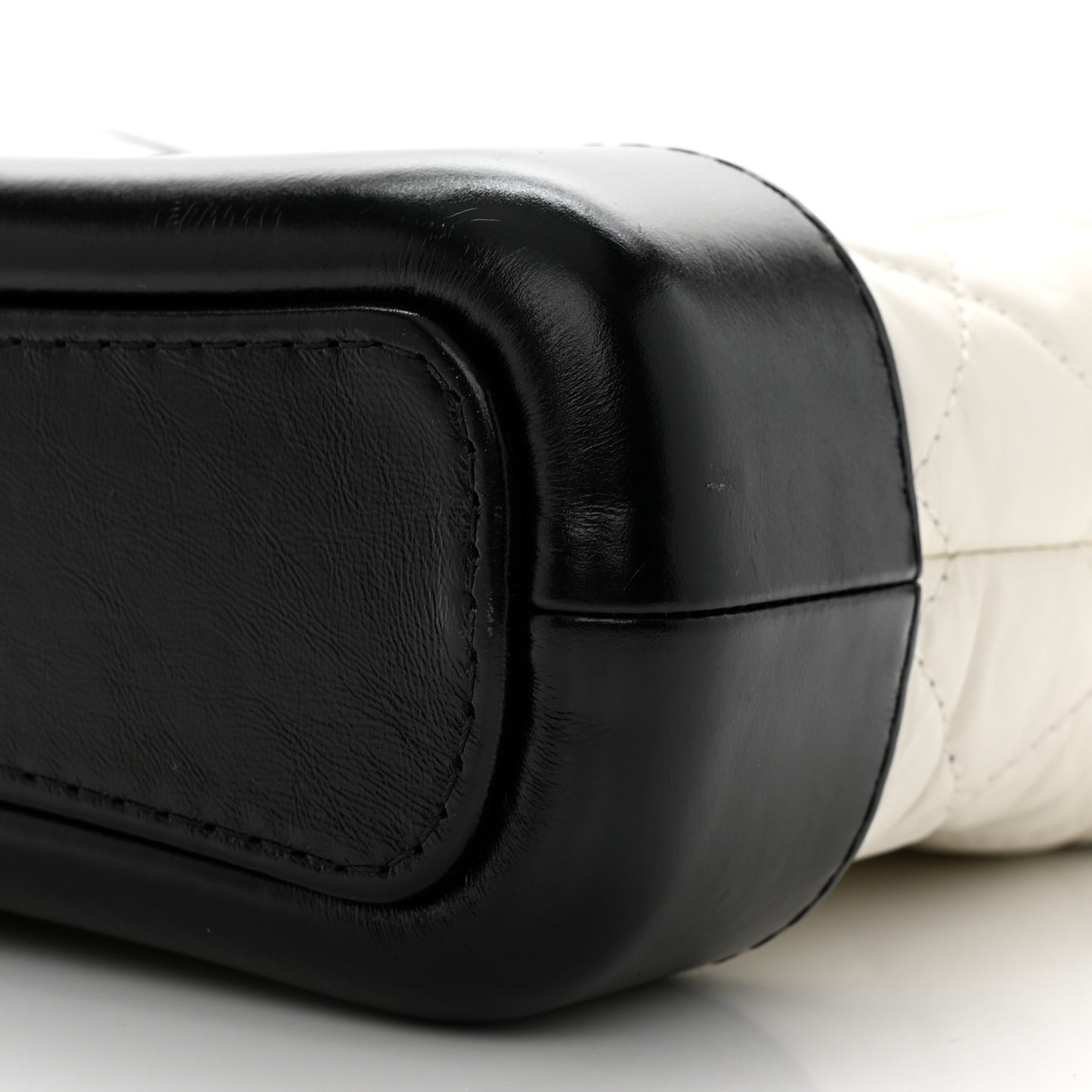 Aged Calfskin Quilted Small Gabrielle Hobo Black White