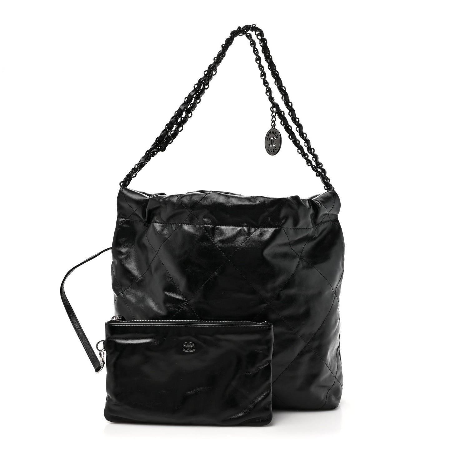 Shiny Calfskin Quilted Small Chanel 22 So Black
