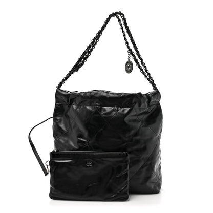 Chanel Shiny Calfskin Quilted Small Chanel 22 So Black 3 of 12