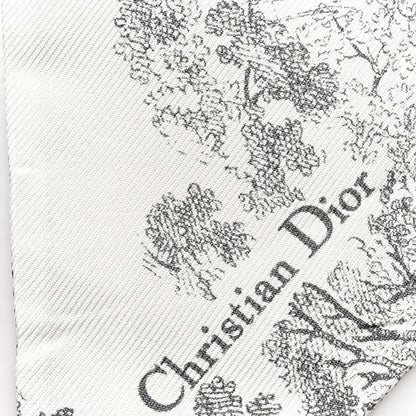 Christian Dior Silk Toile De Jouy Reverse Capri Mitzah Scarf Grey White 3 of 3