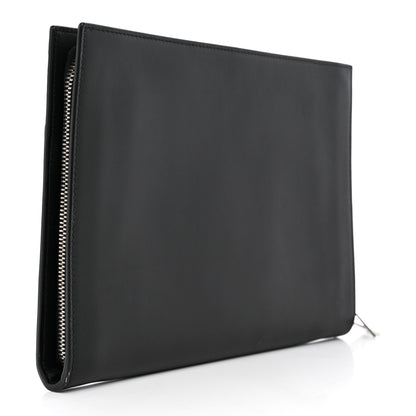 Bottega Veneta Calfskin Crocodile Embossed Document Case Black 3 of 8