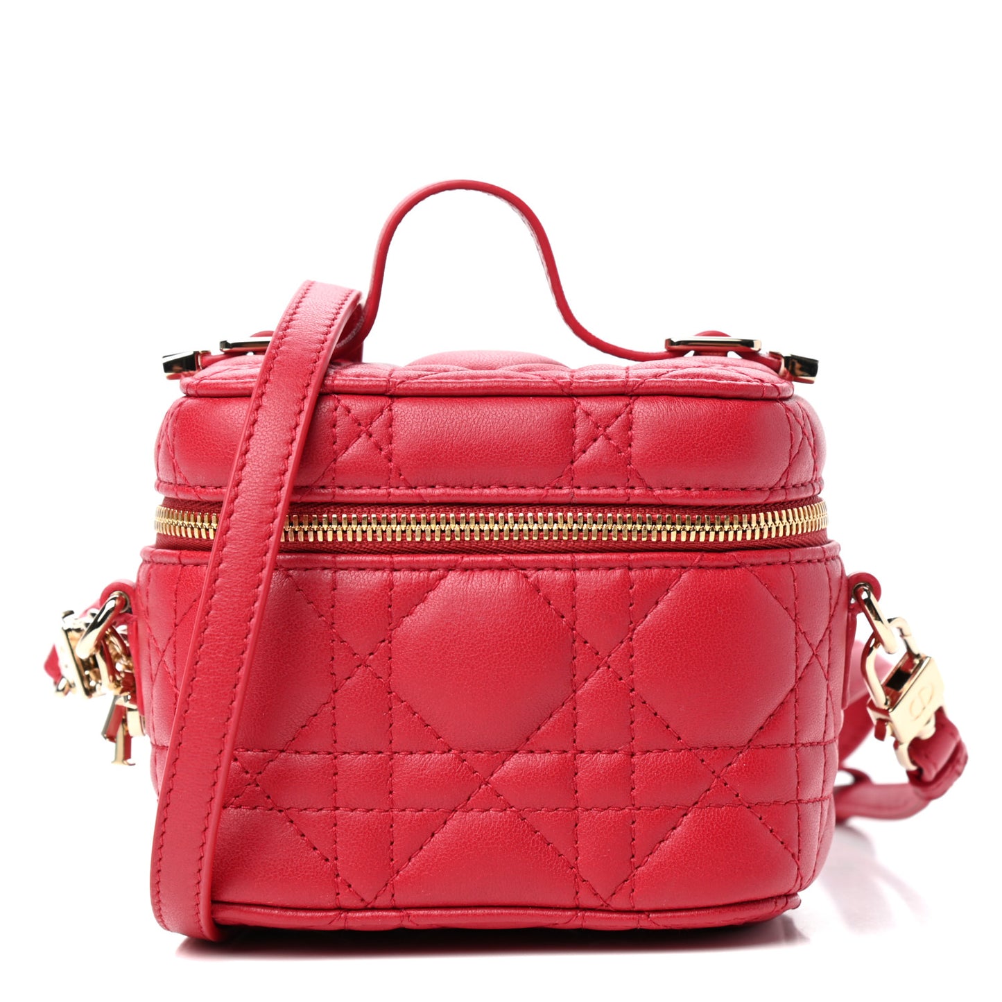 Lambskin Cannage Micro Vanity Case Poppy Red