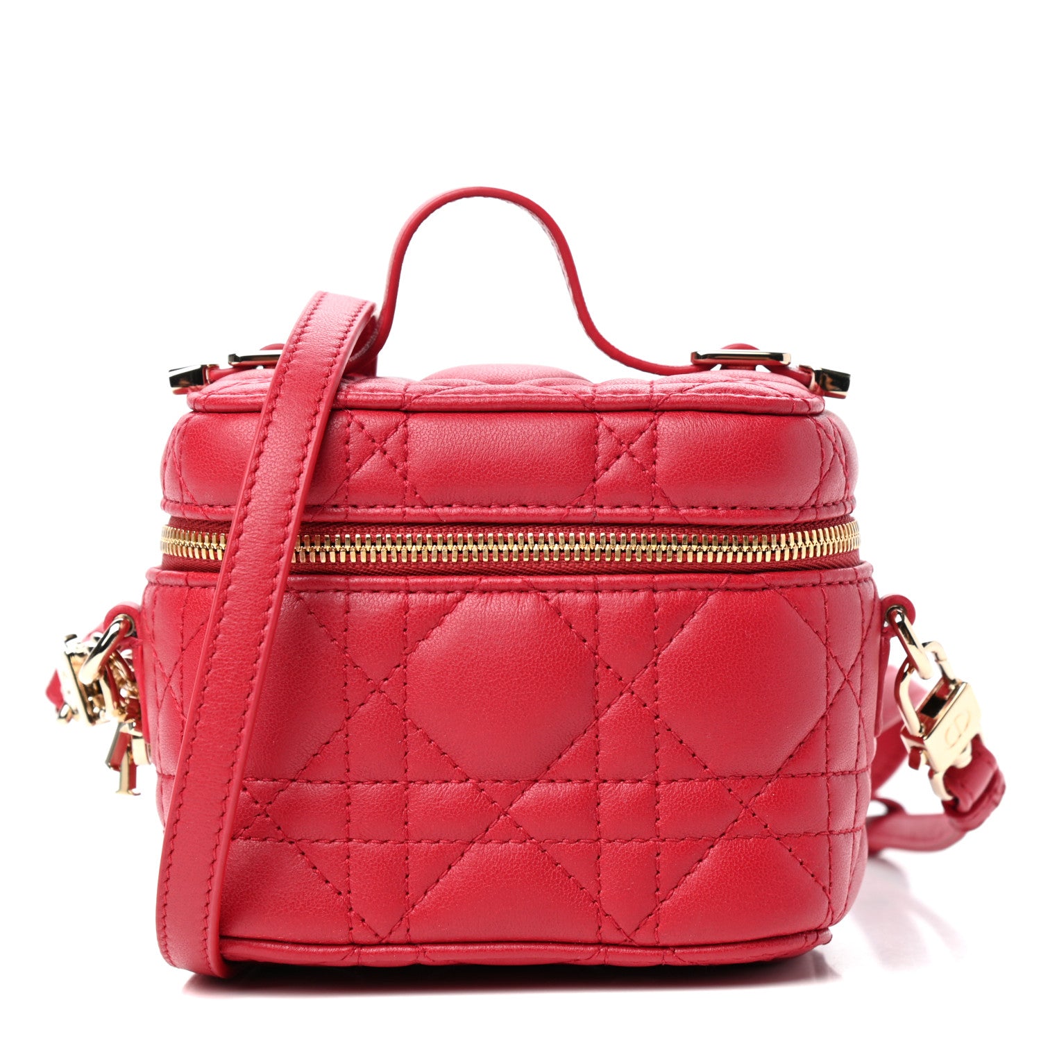 Christian Dior Lambskin Cannage Micro Vanity Case Poppy Red 1 of 9