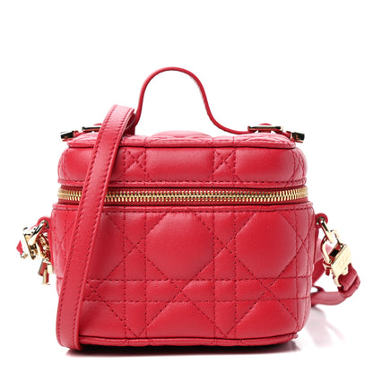 Christian Dior Lambskin Cannage Micro Vanity Case Poppy Red 1 of 9
