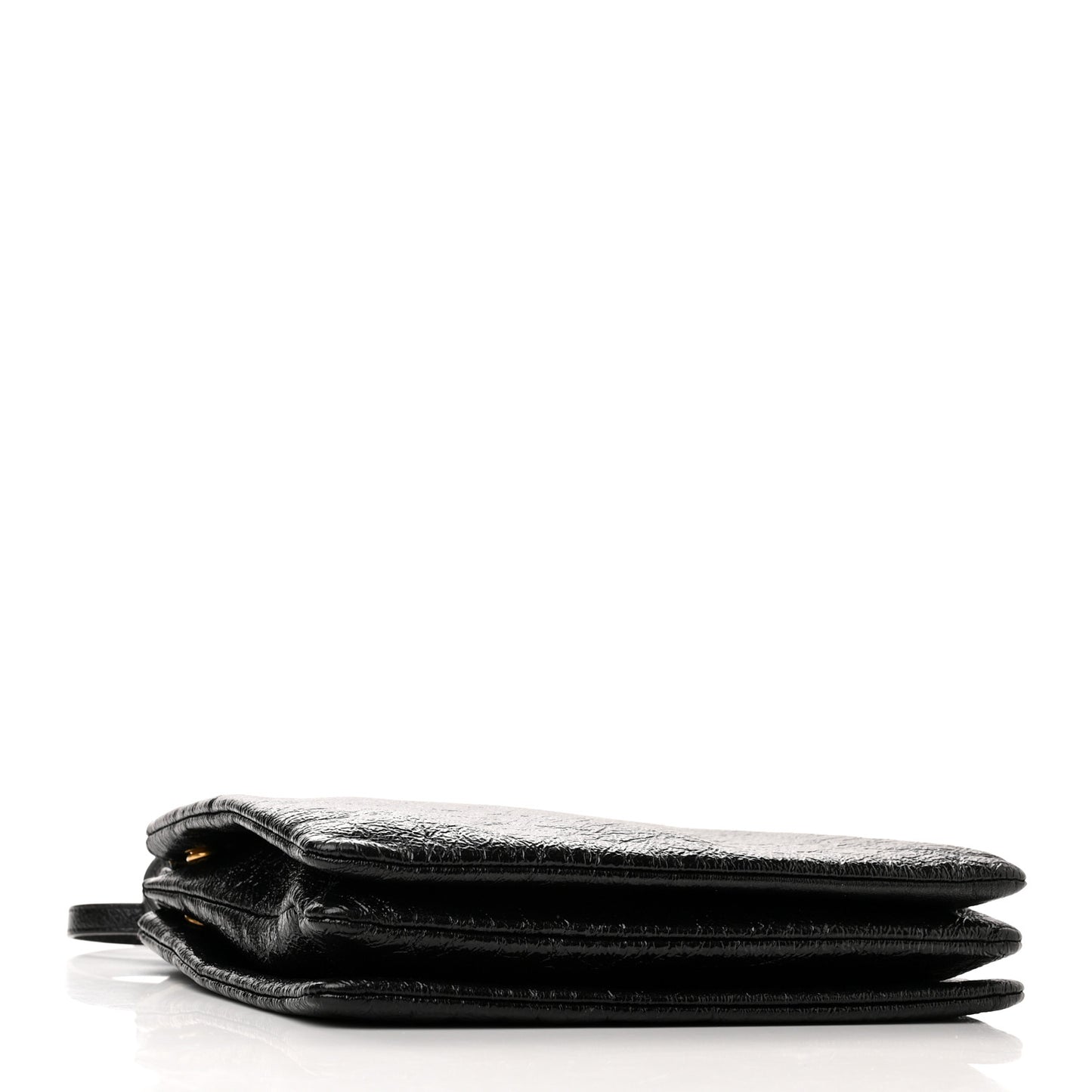Shiny Goatskin Large Trio Crossbody Bag Black
