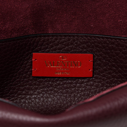 Valentino Garavani Pebbled Calfskin Rockstud Double Flap Crossbody Bag Rubin 6 of 9