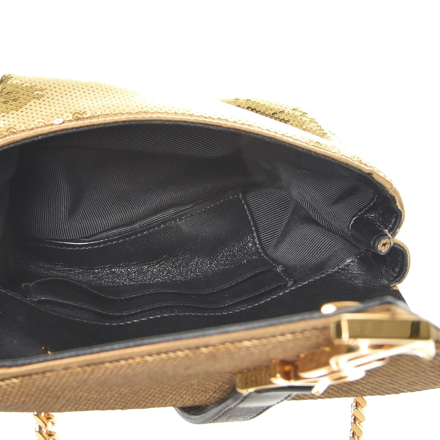 Saint Laurent Sequin Calfskin Classic Monogram Baby Crossbody Gold 5 of 8
