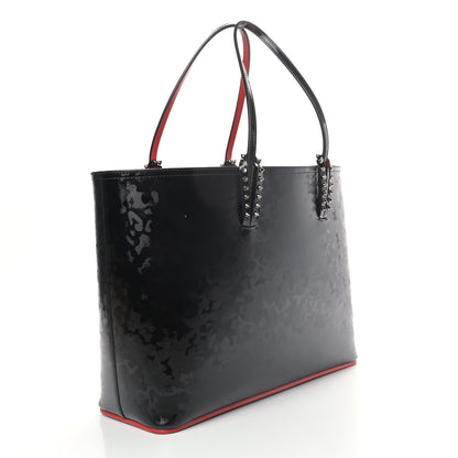 Christian Louboutin Patent Calfskin Print Leopard Print Spikes East West Cabata Tote Black 3 of 9