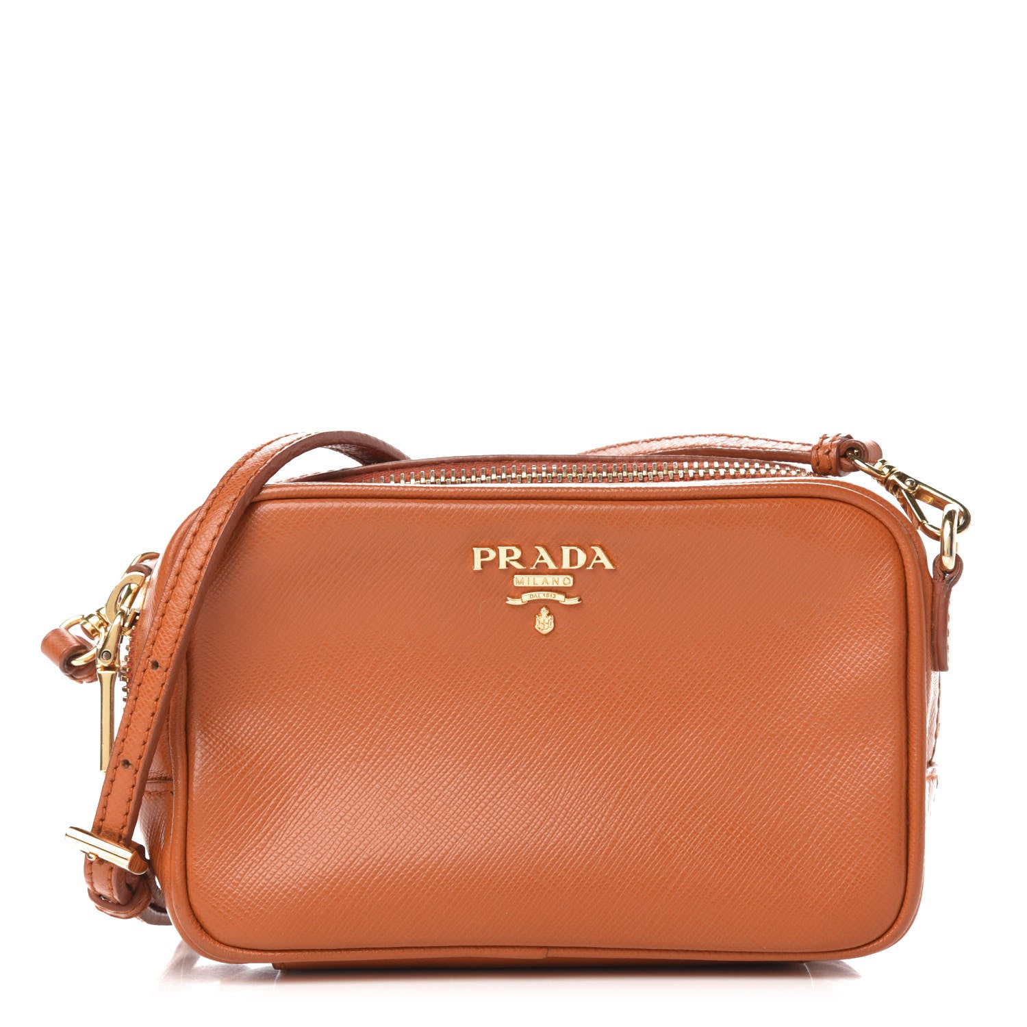 Prada Saffiano Mini Camera Crossbody Bag Papaya 1 of 10