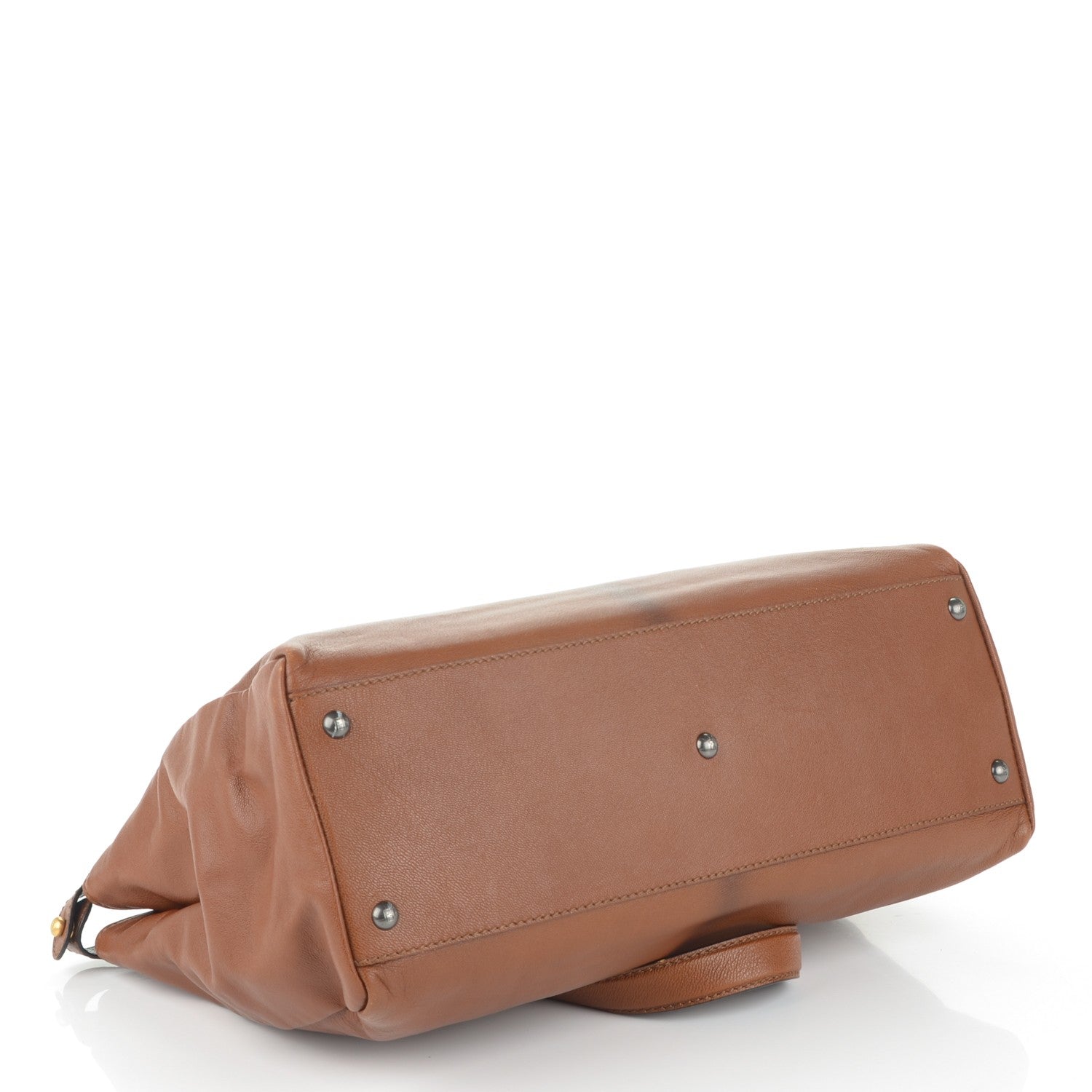 Fendi Goatskin Zucca Large Peekaboo Iconic Satchel Cuoio Tobacco Moro 4 of 8