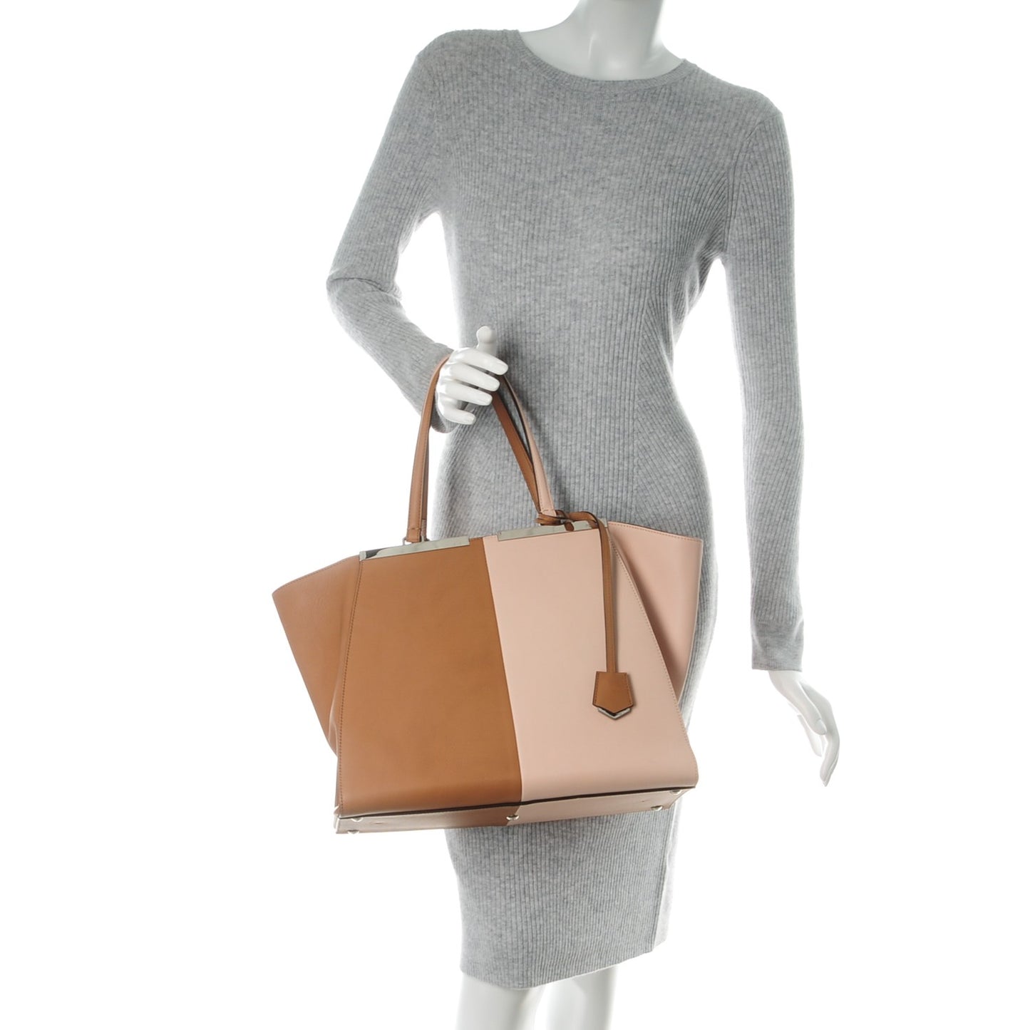 Vitello Bi-Color Large 3Jours Tote Orzo Rosa Plaster