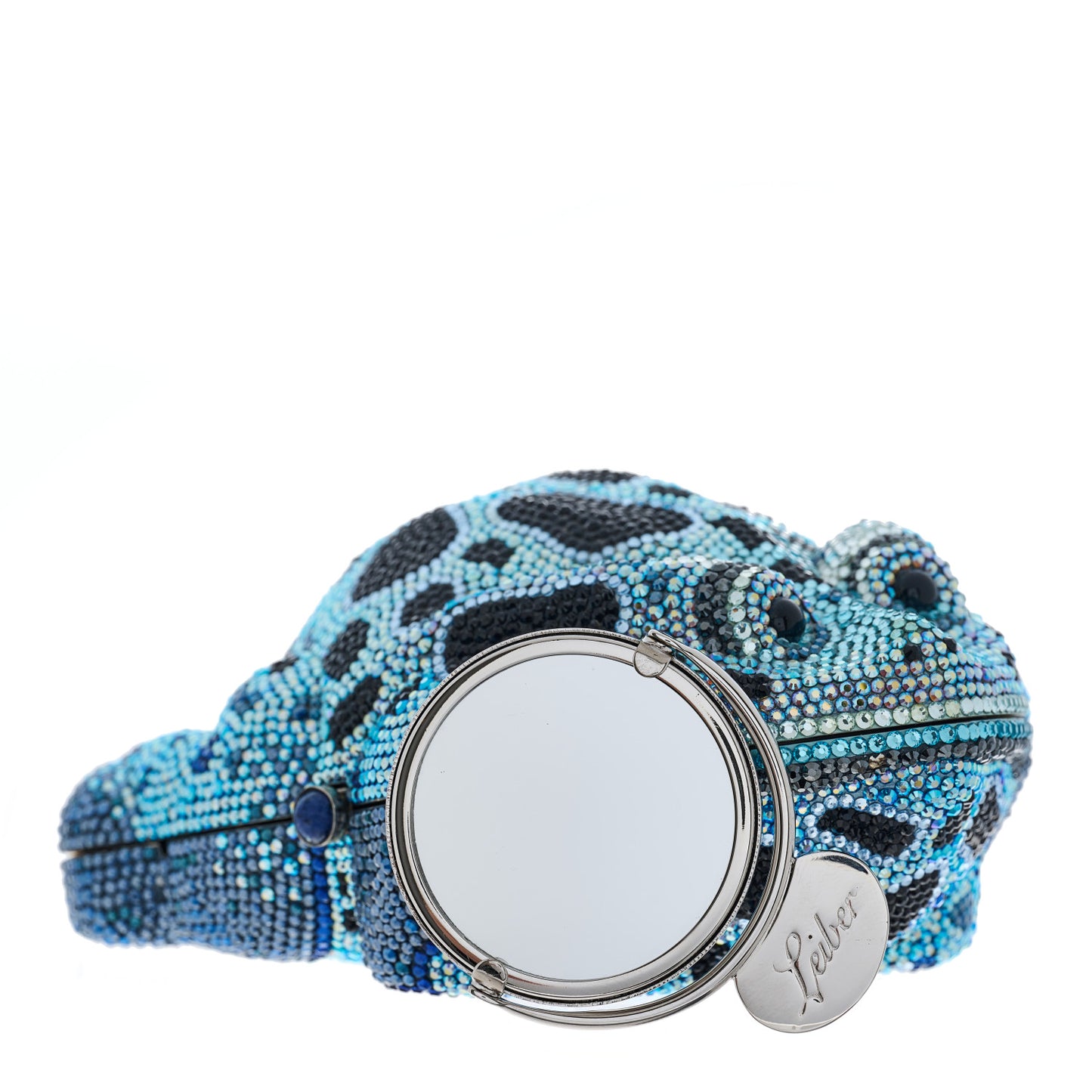 Crystal Frog Minaudiere Chain Clutch Blue