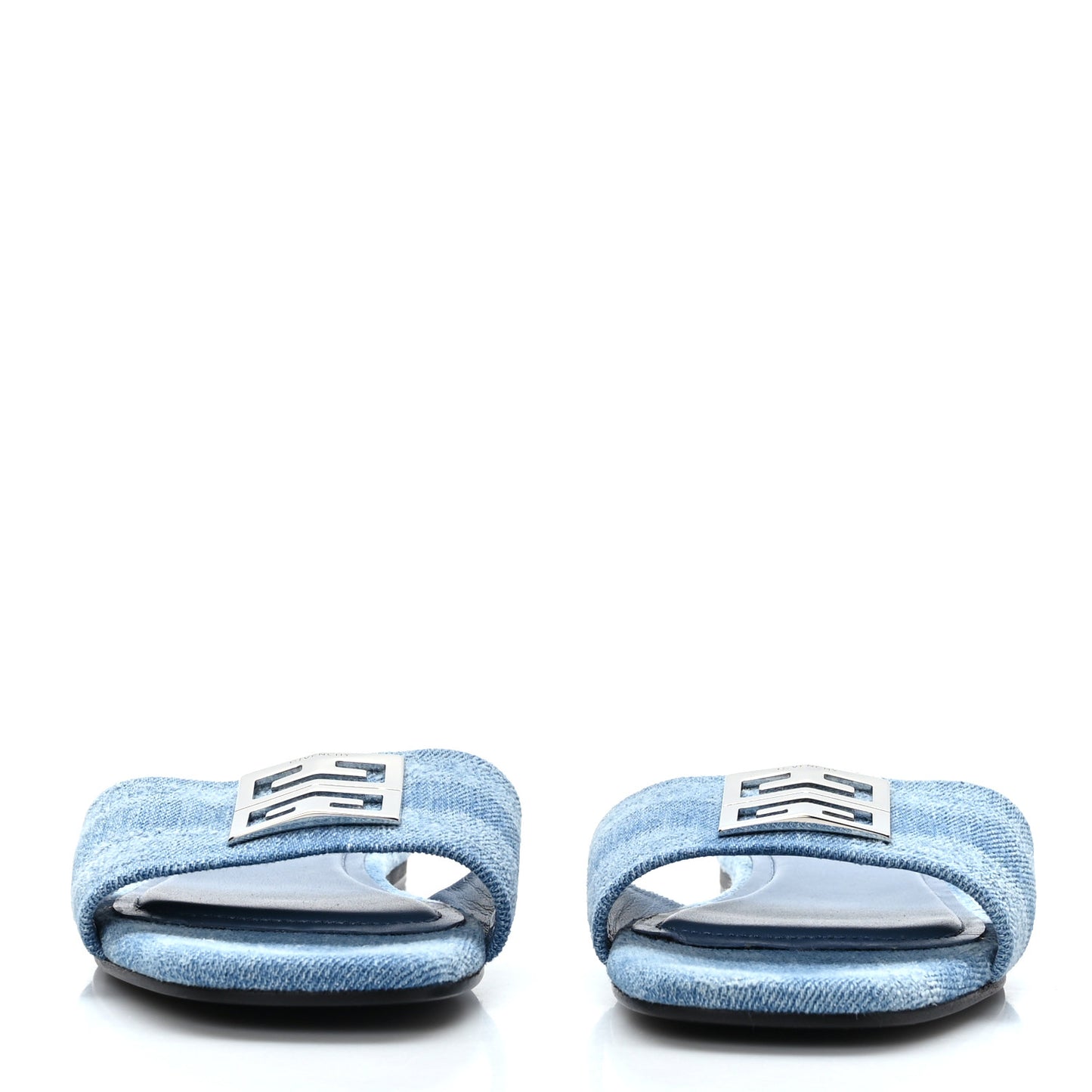 Denim 4G Plaque Flat Sandals 38 Blue