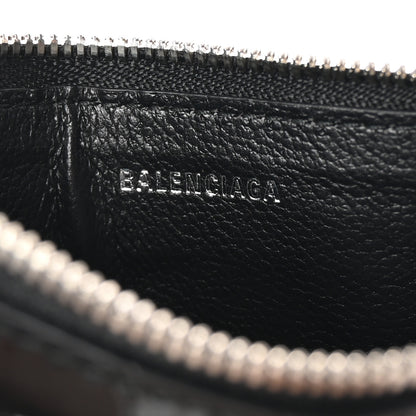 Balenciaga Shiny Calfskin Logo Crocodile Embossed Large Cash Long Coin Card Holder Black 6 of 7