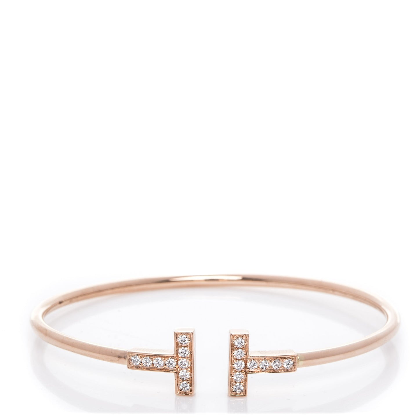18K Rose Gold Diamond T Wire Bracelet