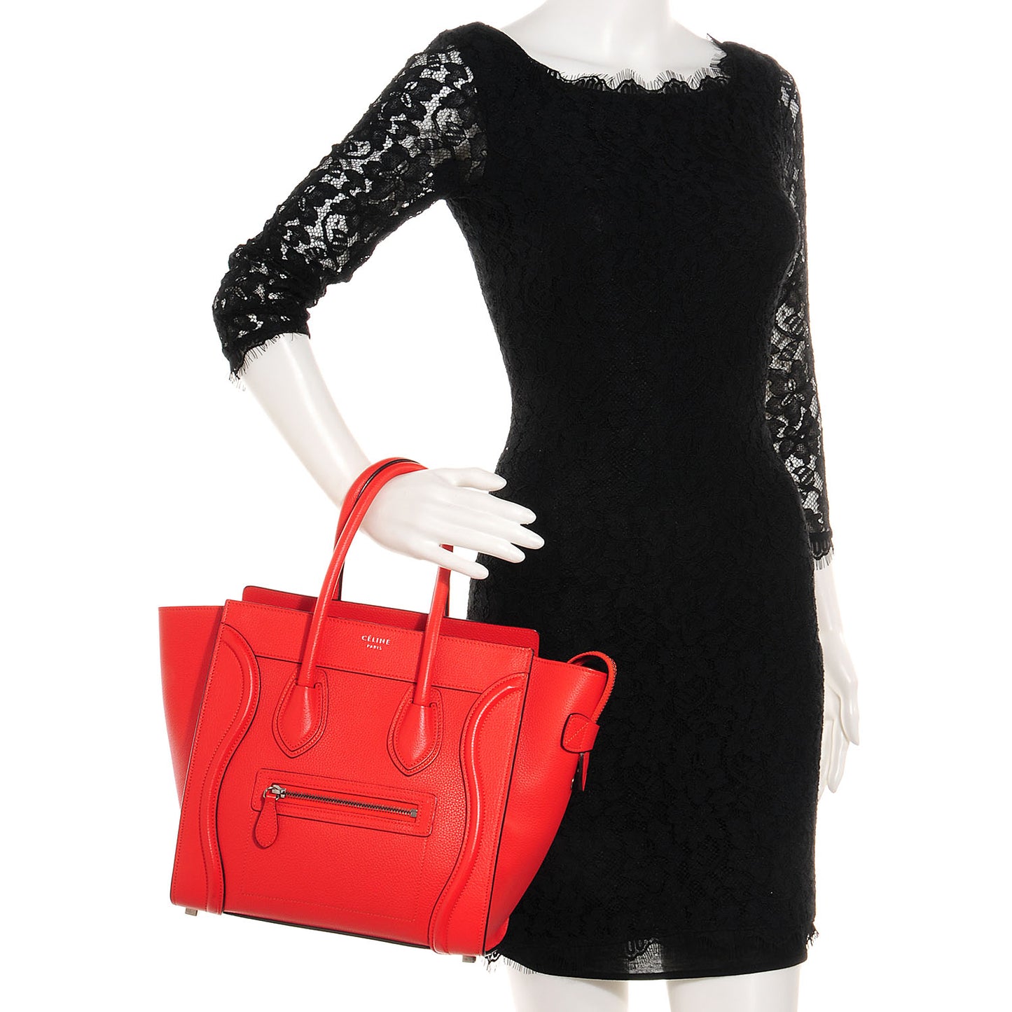 Drummed Leather Micro Luggage Coquelicot