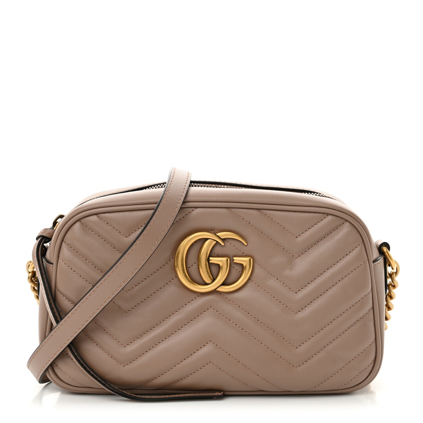 Calfskin Matelasse Small GG Marmont Chain Shoulder Bag Porcelain Rose