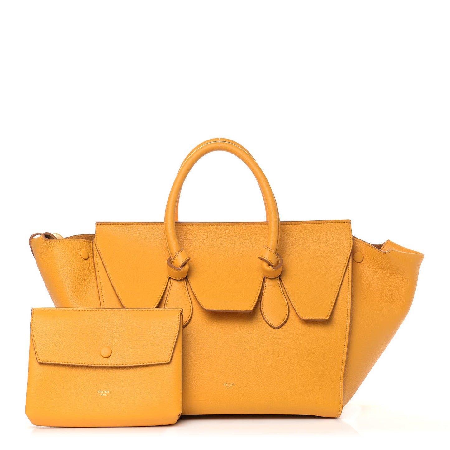 Crisped Calfskin Small Tie Knot Tote Saffron