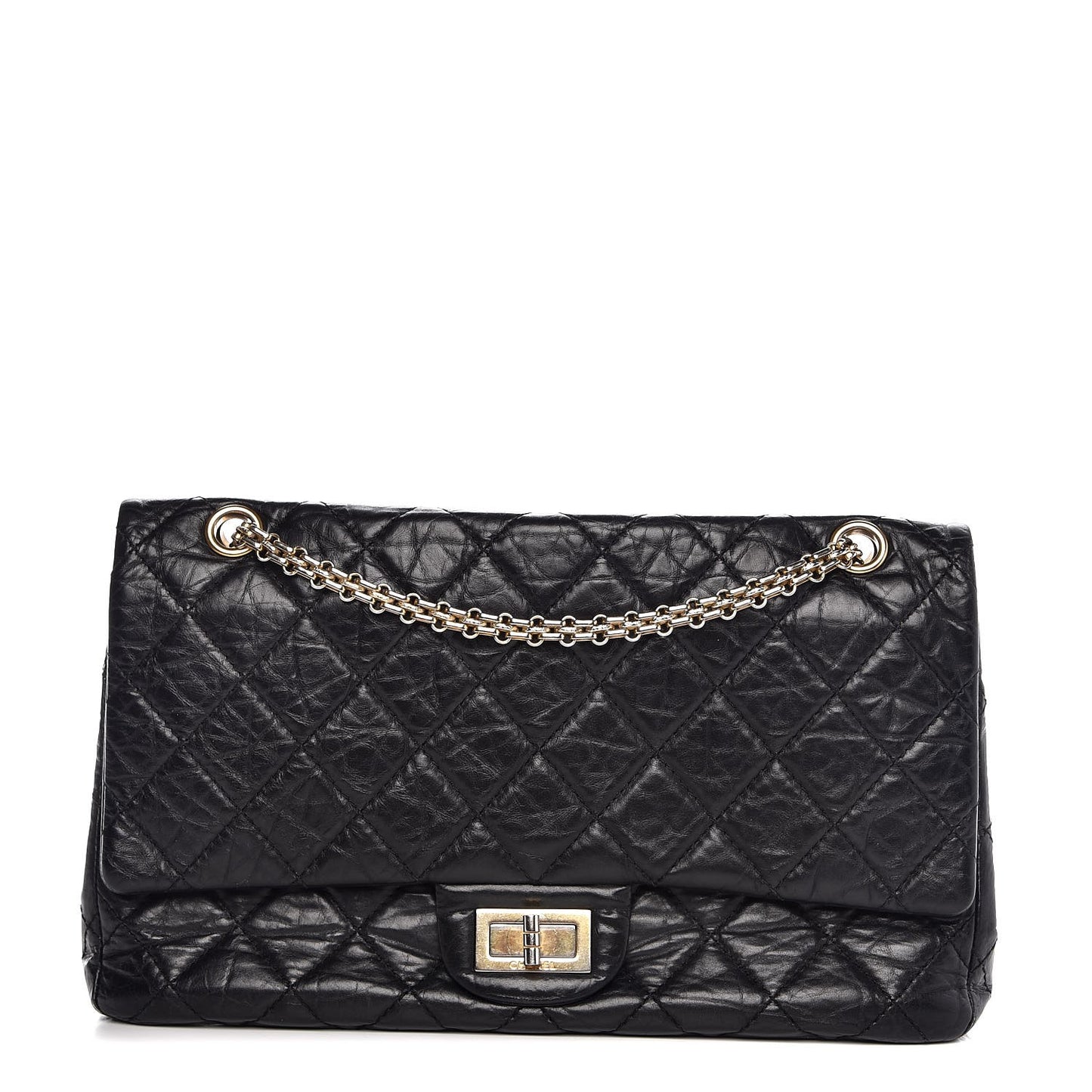 Aged Calfskin Quilted 2.55 Reissue 227 Flap Black
