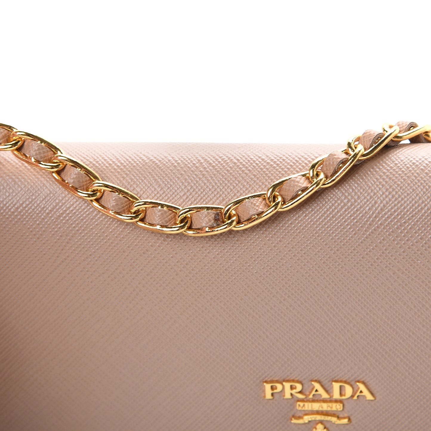 Saffiano Metal Oro Chain Wallet Cammeo