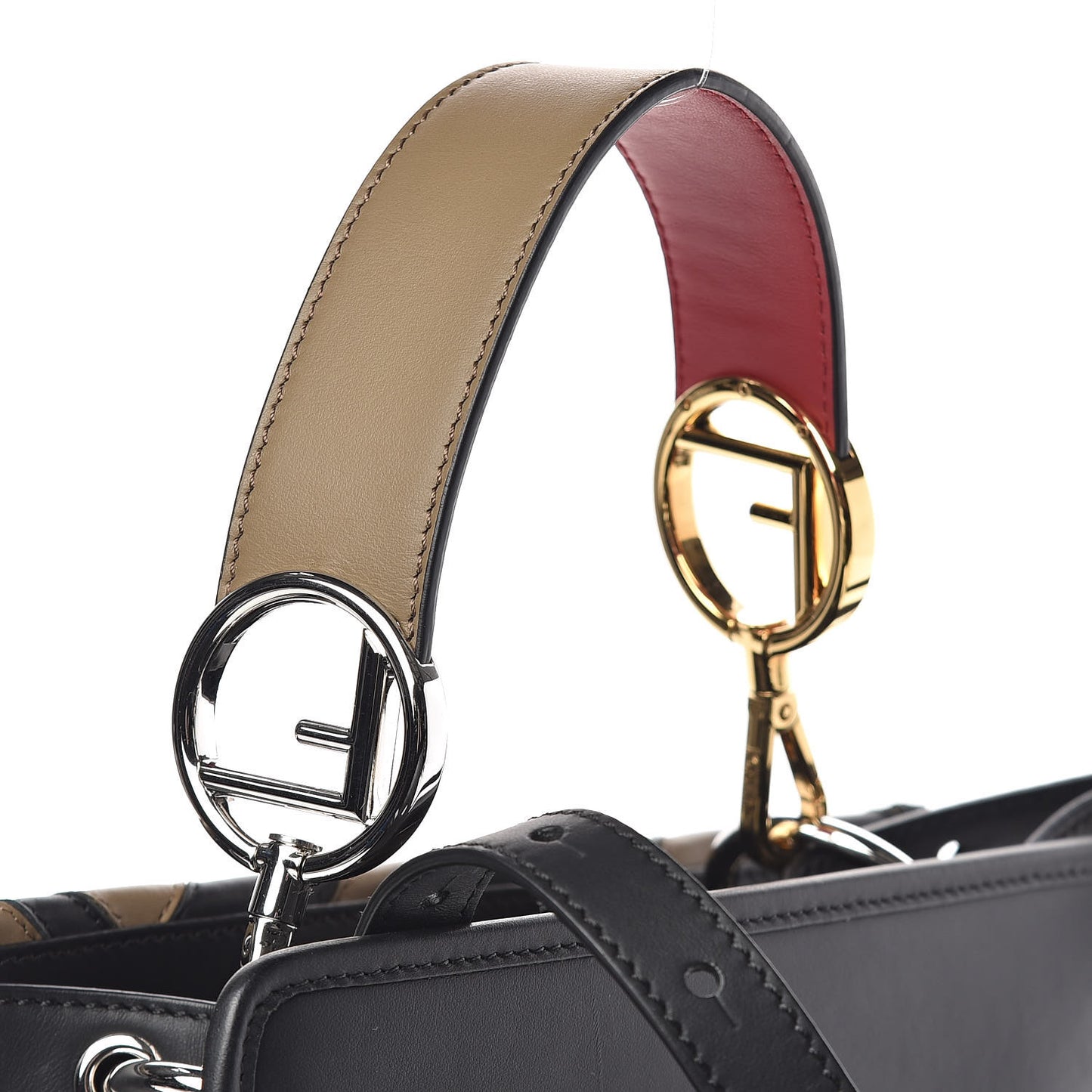 Vitello Century F is Fendi FF Diagonal Inlay Small Runaway Satchel Fango Black Fragola