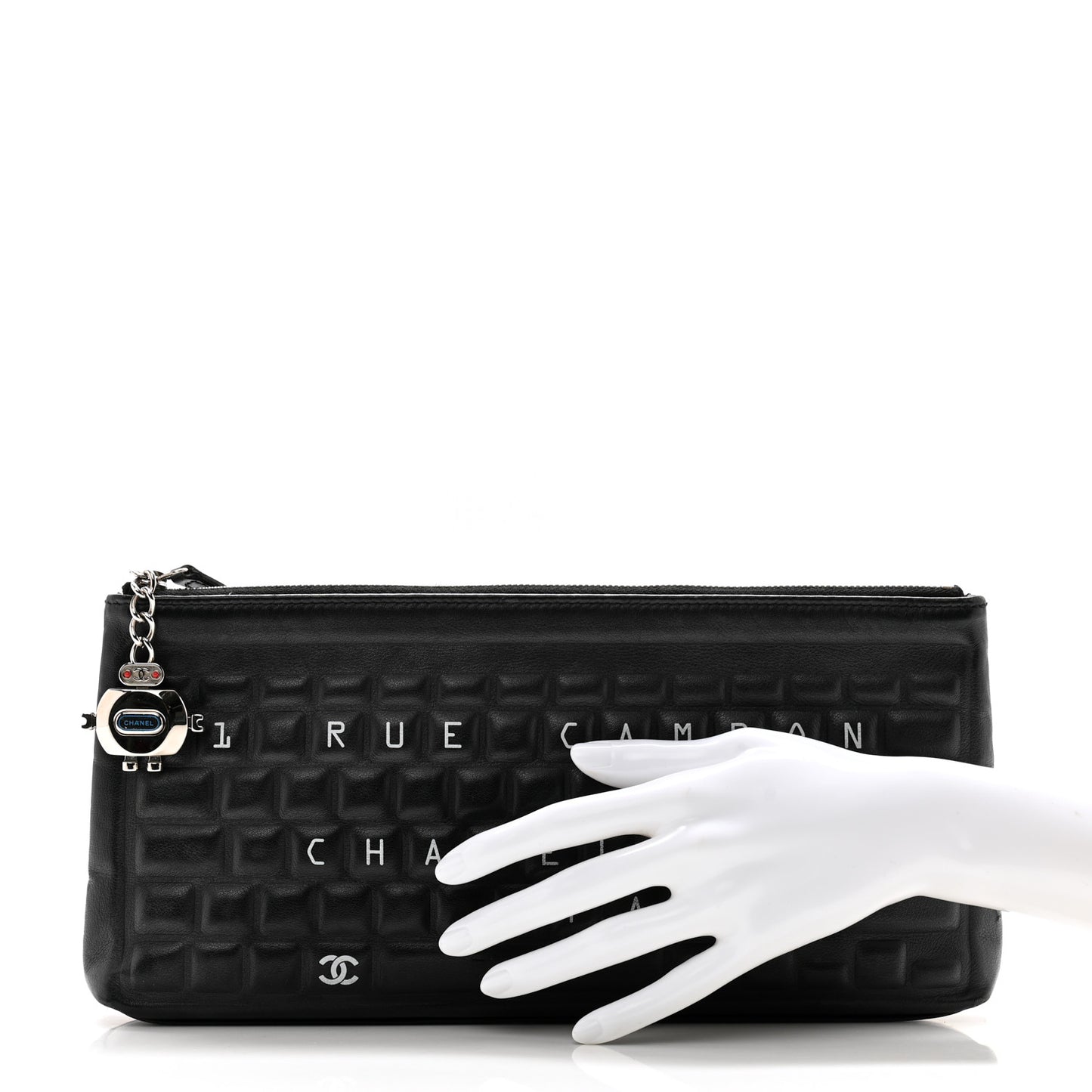 Metallic Calfskin Keyboard Pouch Black
