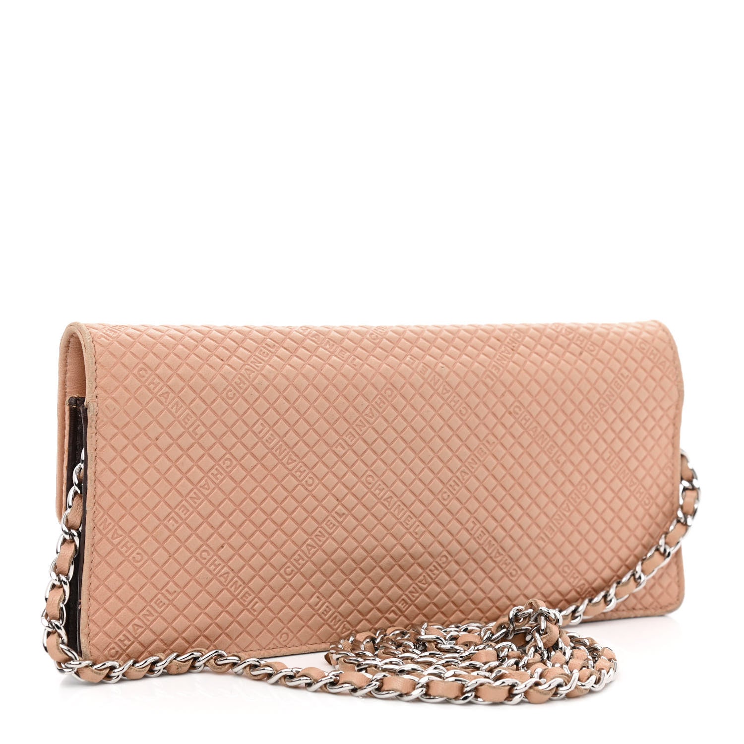 Chanel Lambskin Logo Embossed Wallet On Chain WOC Light Pink 3 of 12