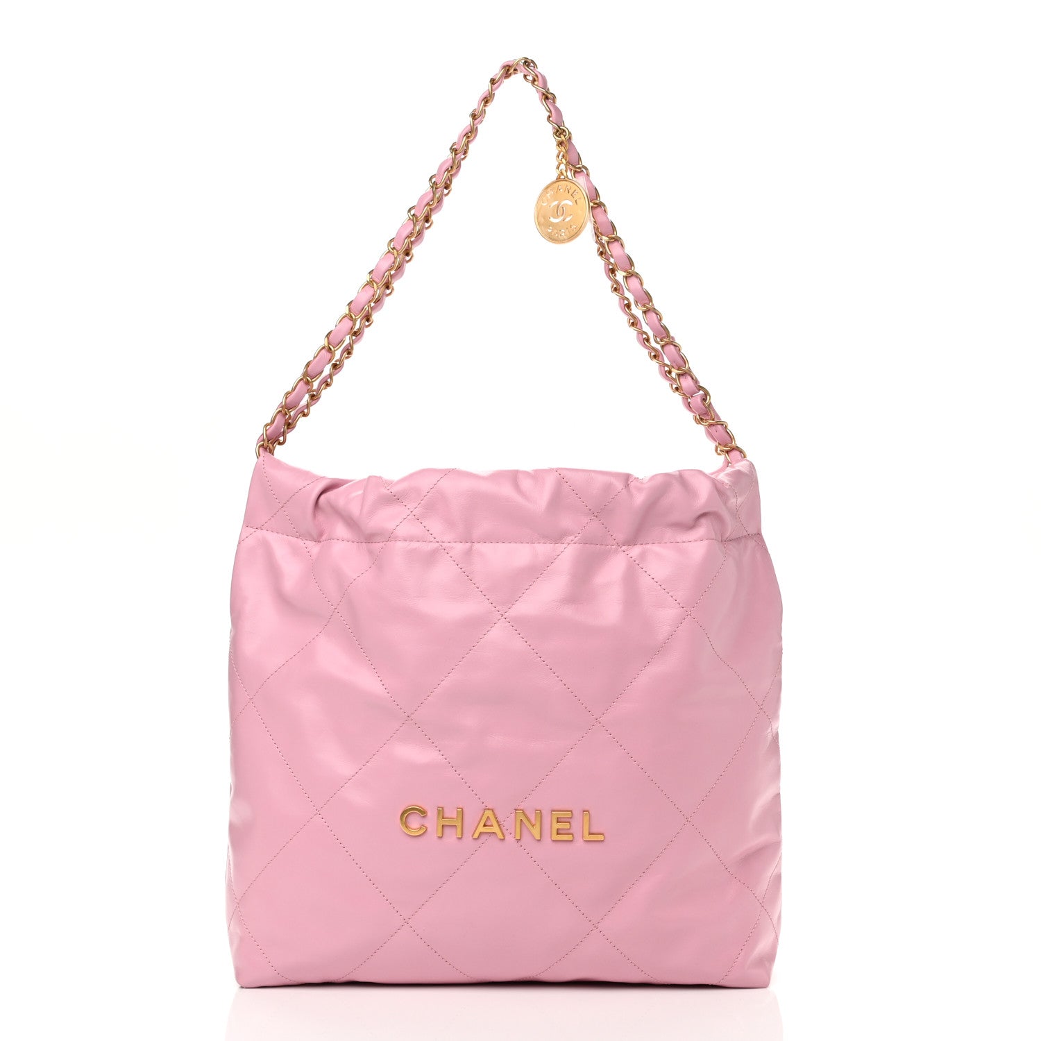 Chanel Shiny Calfskin Quilted Small Chanel 22 Pink 2 of 11