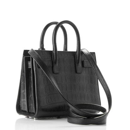Saint Laurent Calfskin Crocodile Embossed Nano Sac De Jour Black 3 of 7