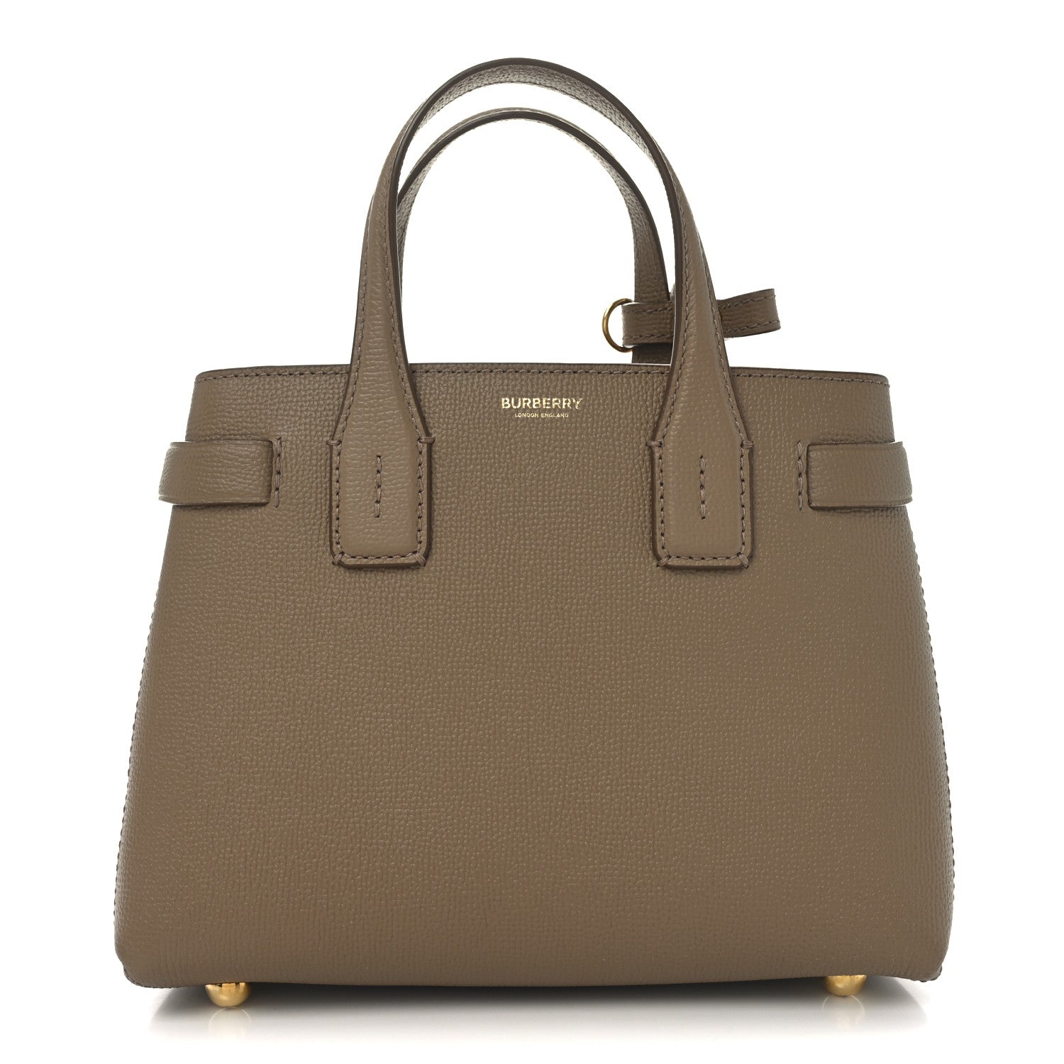Burberry Grainy Calfskin House Check Small Banner Tote Tan 1 of 9