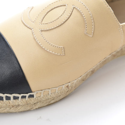 Chanel Lambskin CC Espadrilles 40 Beige Black 10 of 13