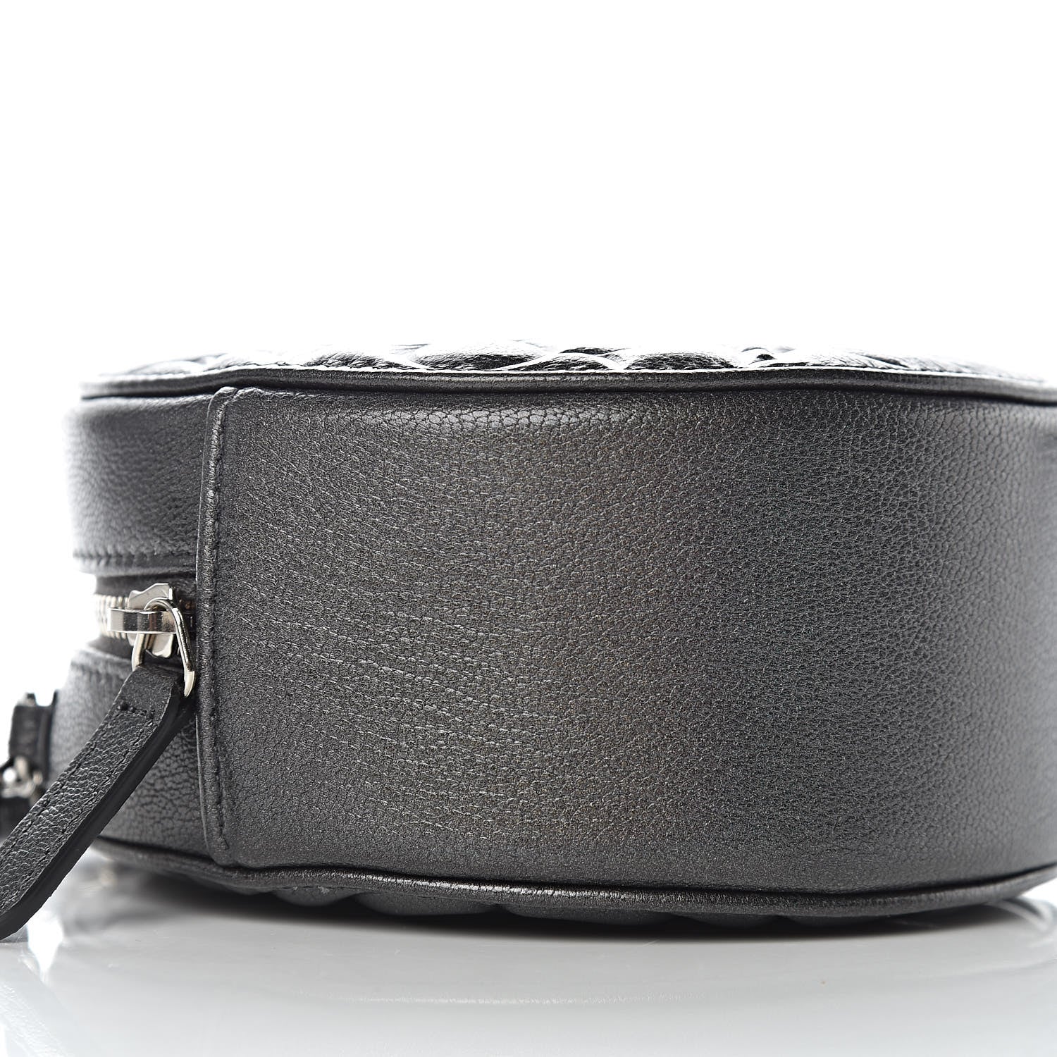 Chanel Goatskin Camellia Quilted Round Clutch With Chain Grey 8 of 10