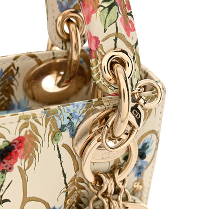Christian Dior Calfskin Hibiscus Printed Embroidered Mini Lady Dior Beige Multicolor 12 of 14