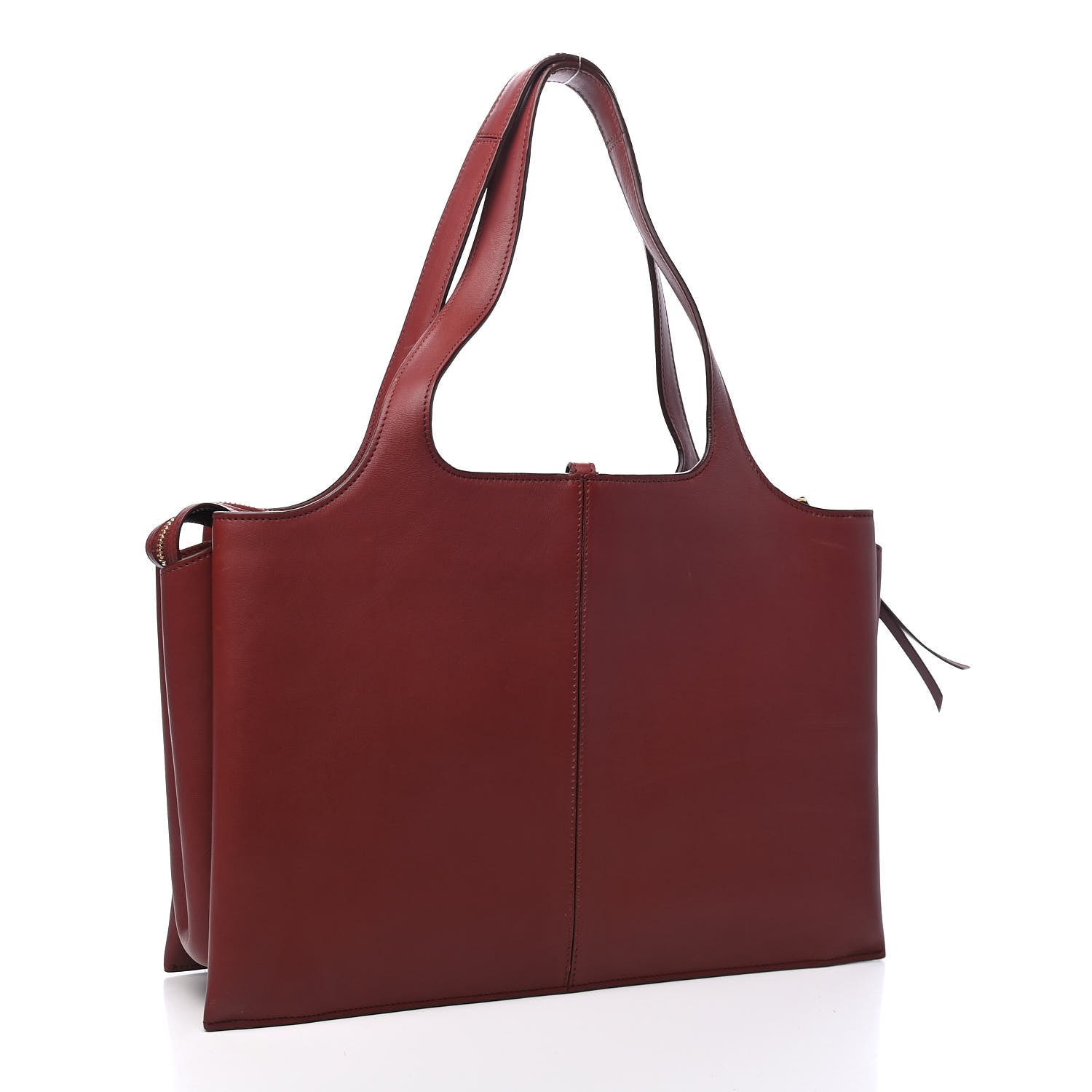 Celine Calfskin Medium Tri-Fold Bag Red Wood 2 of 9