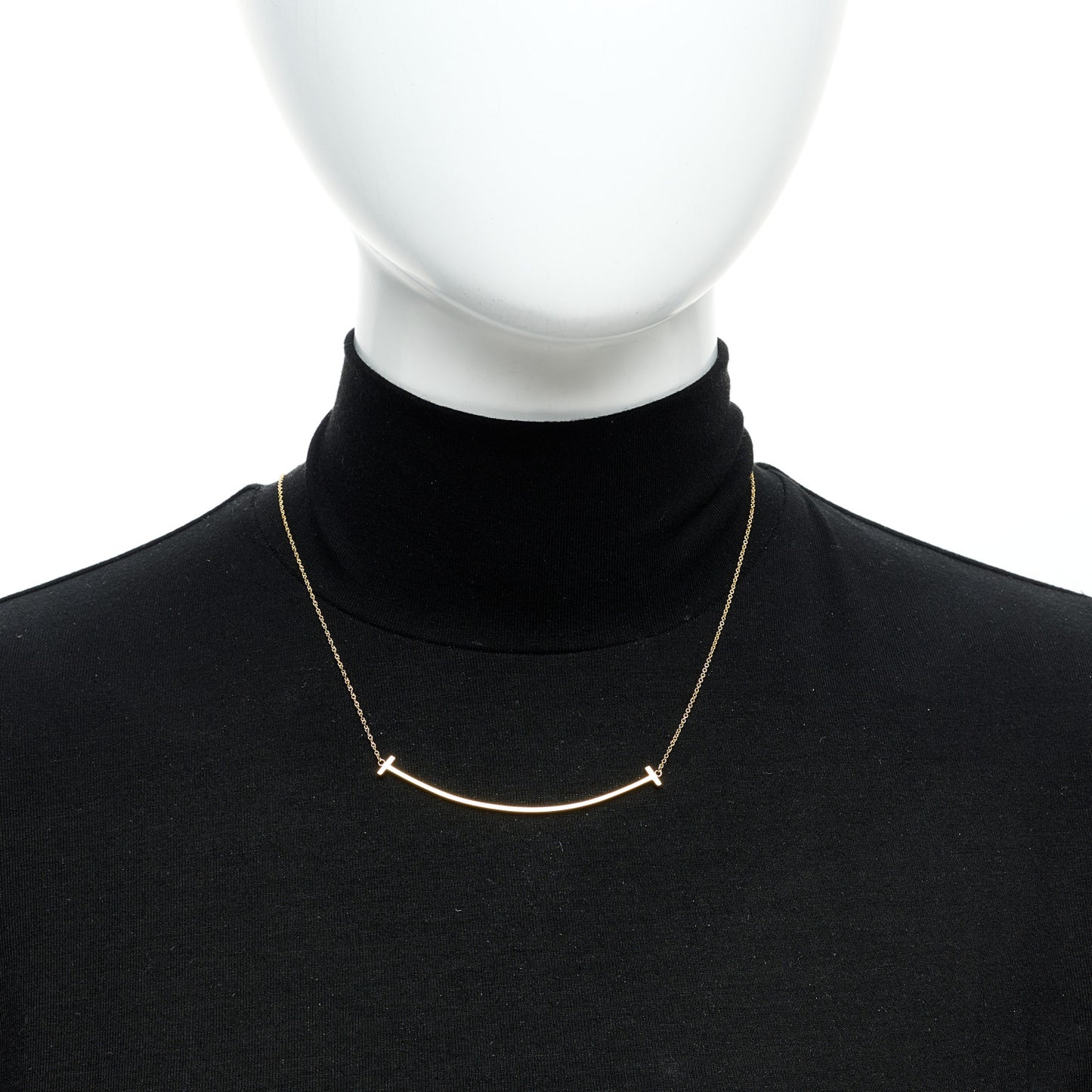 18K Yellow Gold Large T Smile Pendant Necklace