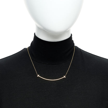 Tiffany 18K Yellow Gold Large T Smile Pendant Necklace 2 of 5