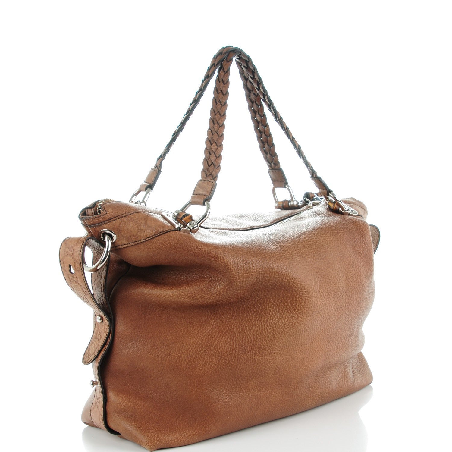 Gucci Calfskin Large Bamboo Bar Shoulder Bag Light Brown 3 of 7