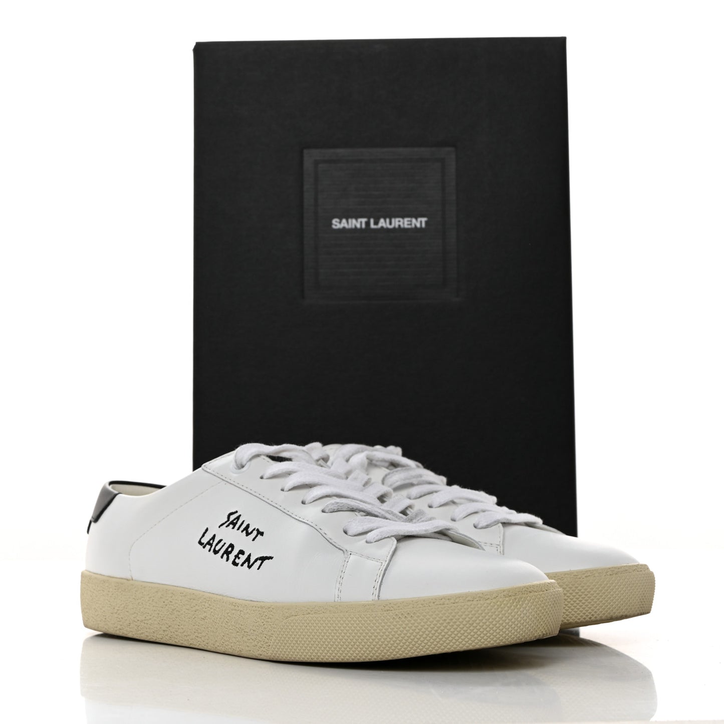 Calfskin Embroidered Court Classic Sneakers 38 White Black